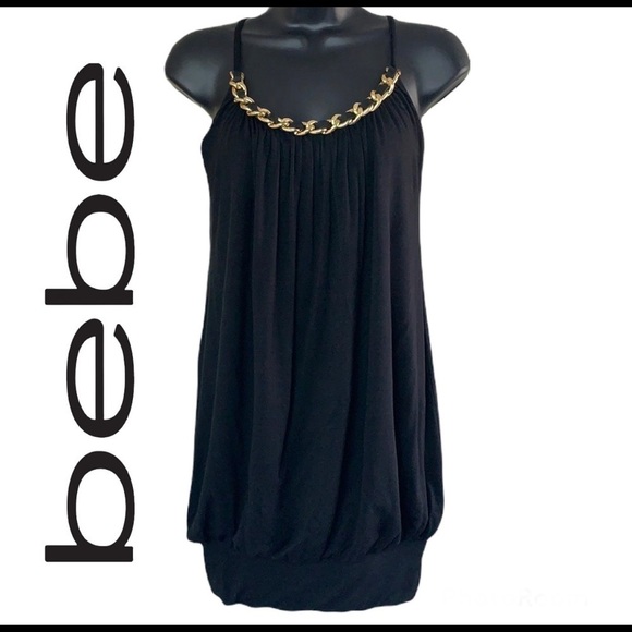 Bebe black chain embellished tunic top size S - Picture 1 of 10